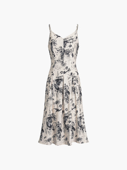 Çiçek Desenli Boho Midi Elbise Siaora