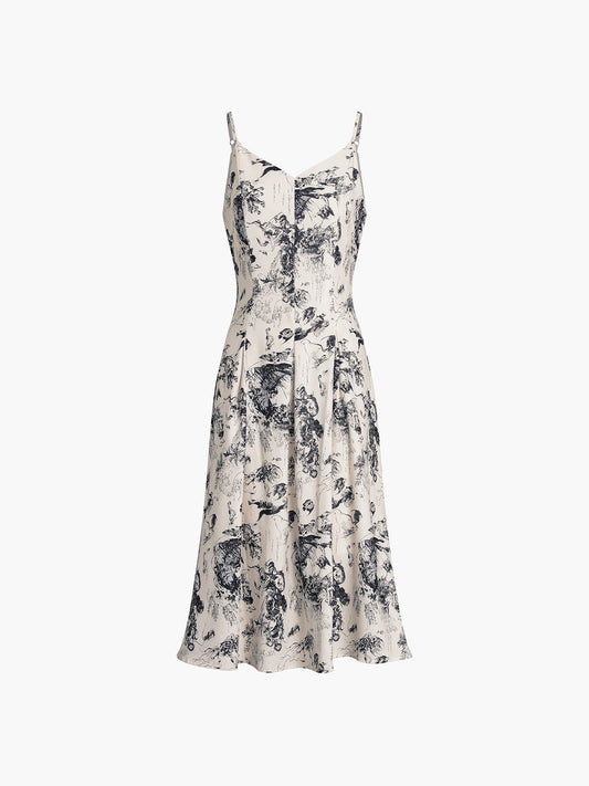 Çiçek Desenli Boho Midi Elbise Siaora