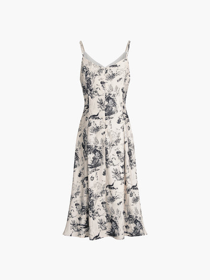 Çiçek Desenli Boho Midi Elbise Siaora