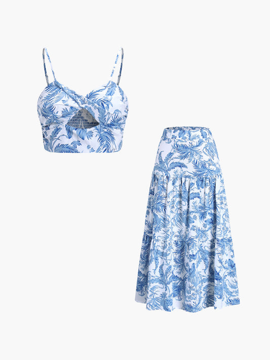 Seaside Joy Print Twist Detail Skirt Set THESVELTECHIC