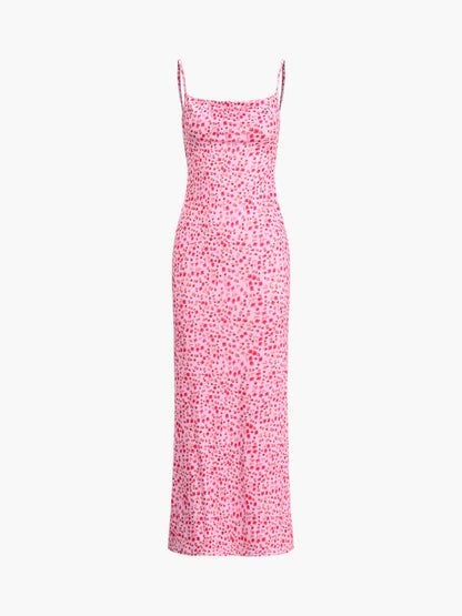 Summer Crush Çiçek Desenli Sırtı Açık Cami Uzun Elbise Shine Aura