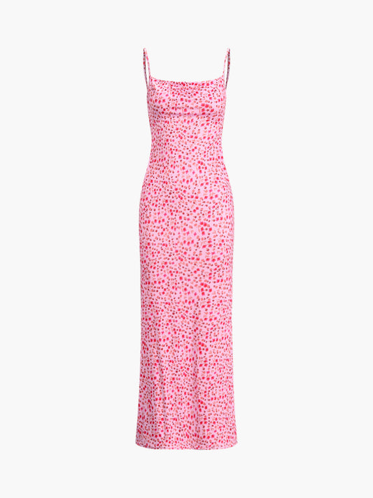 Summer Crush Çiçek Desenli Sırtı Açık Cami Uzun Elbise Shine Aura