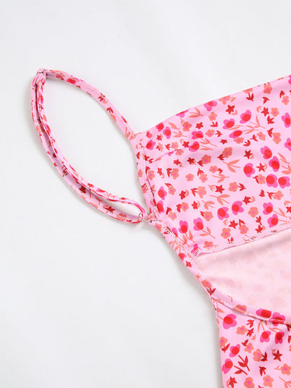 Summer Crush Çiçek Desenli Sırtı Açık Cami Uzun Elbise Shine Aura