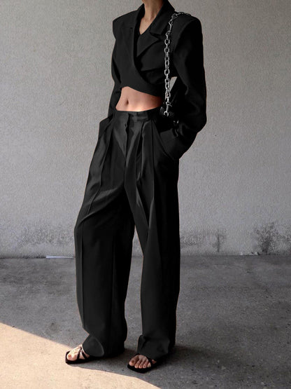Düz Paça Bağcıklı Blazer Pantolon Takım THESVELTECHIC