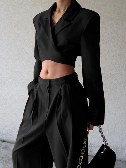 Düz Paça Bağcıklı Blazer Pantolon Takım THESVELTECHIC