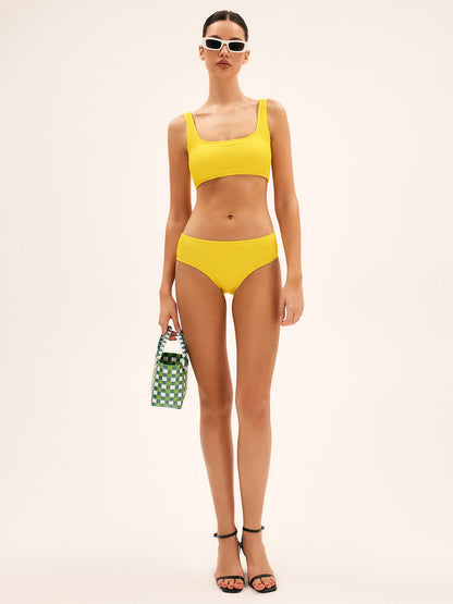 Güneş Öpücük Dokulu Solid Bikini Takımı Siaora