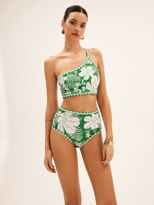 Tek Omuzlu Çiçekli Bikini Takımı Siaora