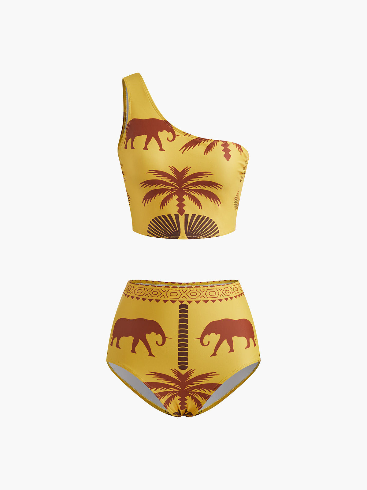Vintage Yüksek Belli Tek Omuz Bikini Takımı Siaora