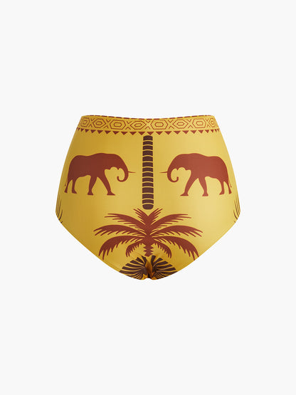 Vintage Yüksek Belli Tek Omuz Bikini Takımı Siaora