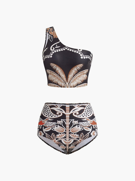 Baskılı Tek Omuz Bikini Takımı Siaora