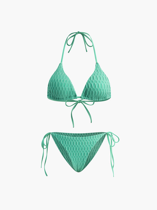 Düz Halter Düğümlü Bikini Takımı Siaora