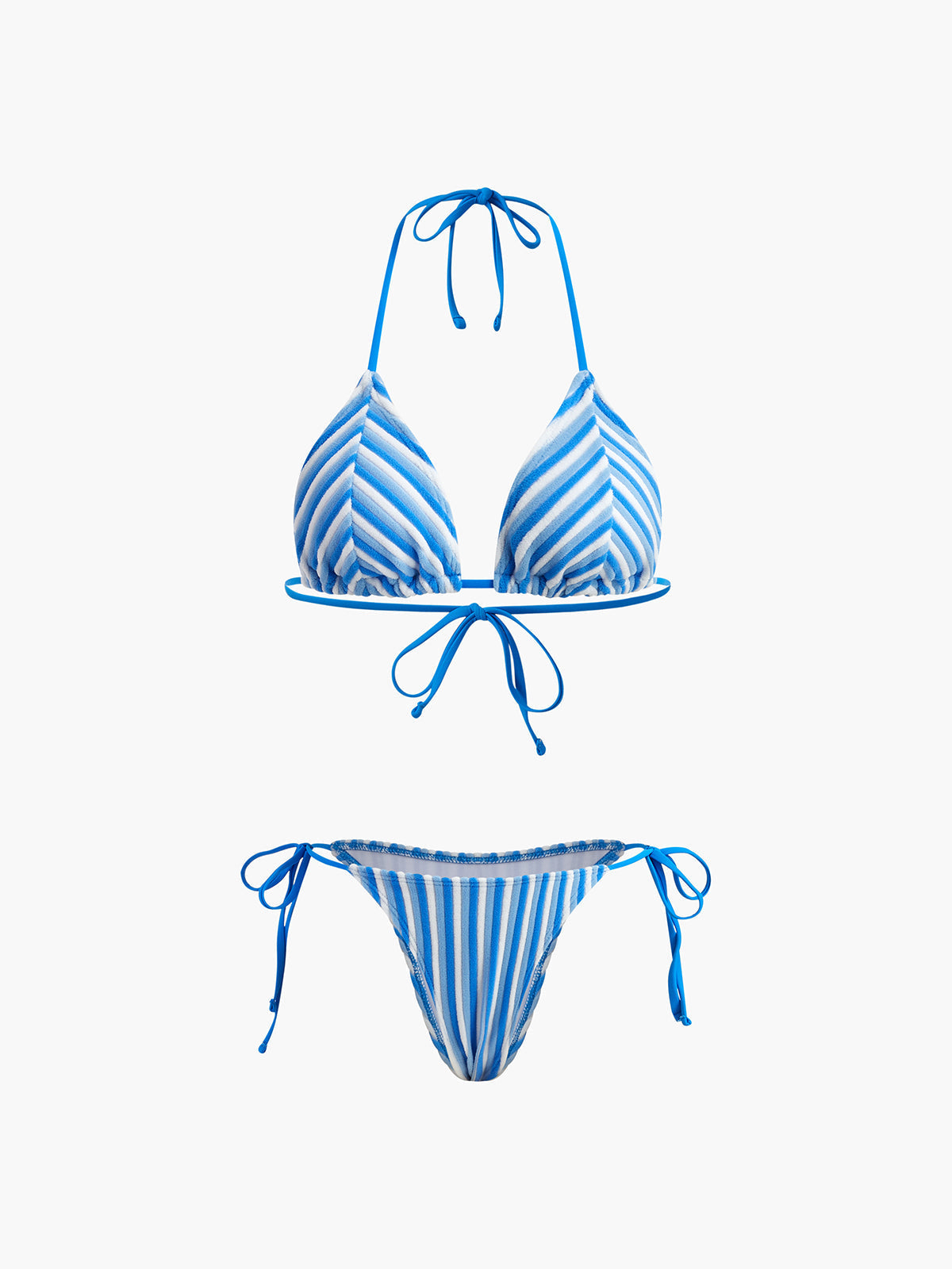 Halter Üçgen Çizgili Bikini Takımı Siaora
