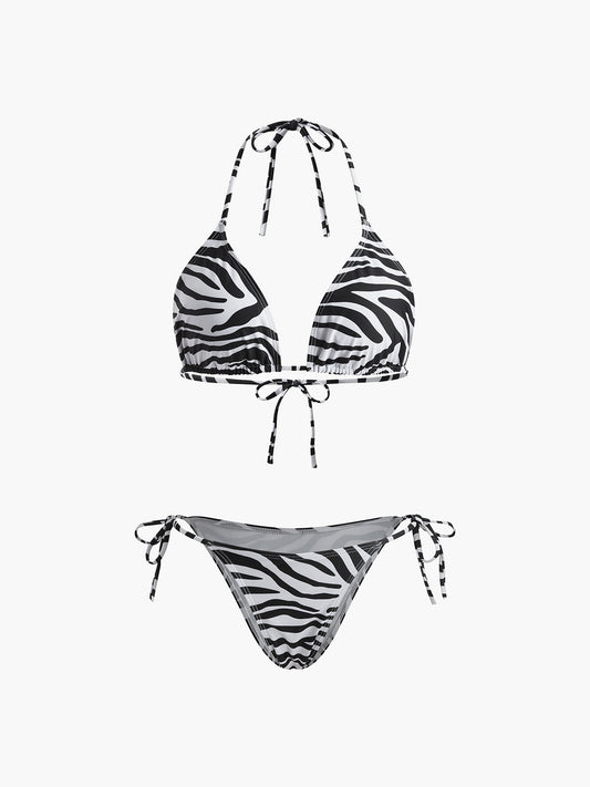 Zebra Çizgili Üçgen Bikini Takımı Siaora