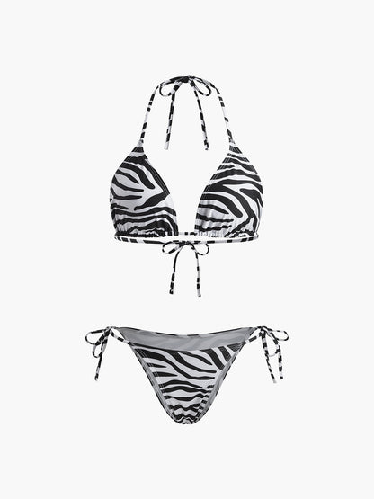 Zebra Çizgili Üçgen Bikini Takımı Siaora