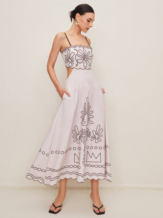 Baskı Cepli Cutout Elbise Siaora
