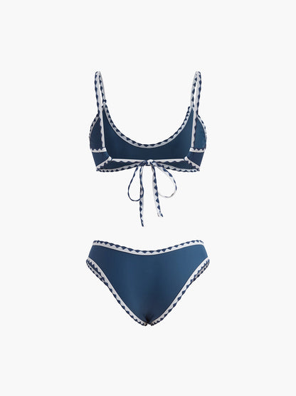 Kontrast Kesimli Düğümlü Bikini Takımı Siaora