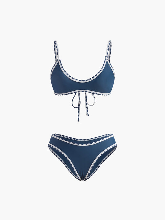 Kontrast Kesimli Düğümlü Bikini Takımı Siaora