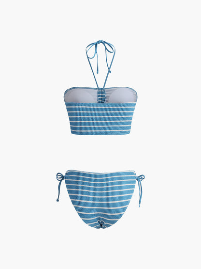 Halter Çizgili Bikini Takımı Siaora