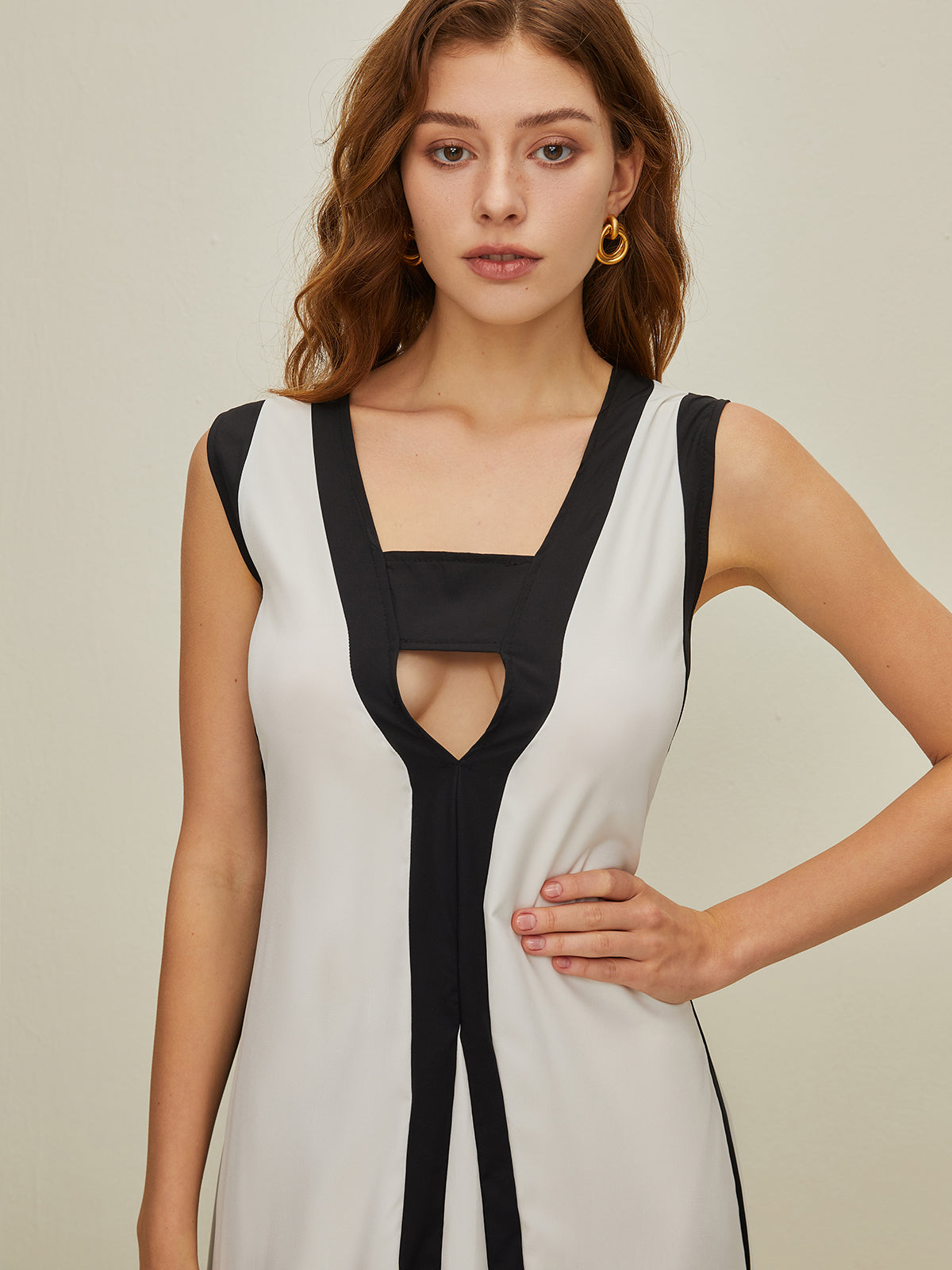 Colorblock Cutout Uzun Elbise Shine Aura
