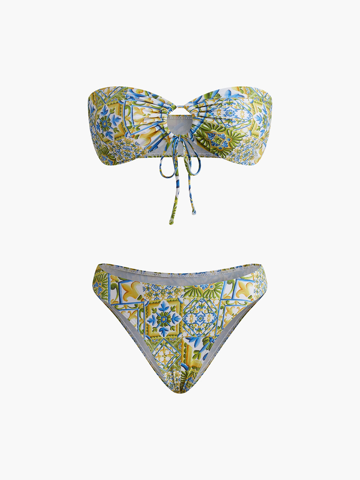 Straplez Baskı Düğümlü Bikini Takımı Siaora