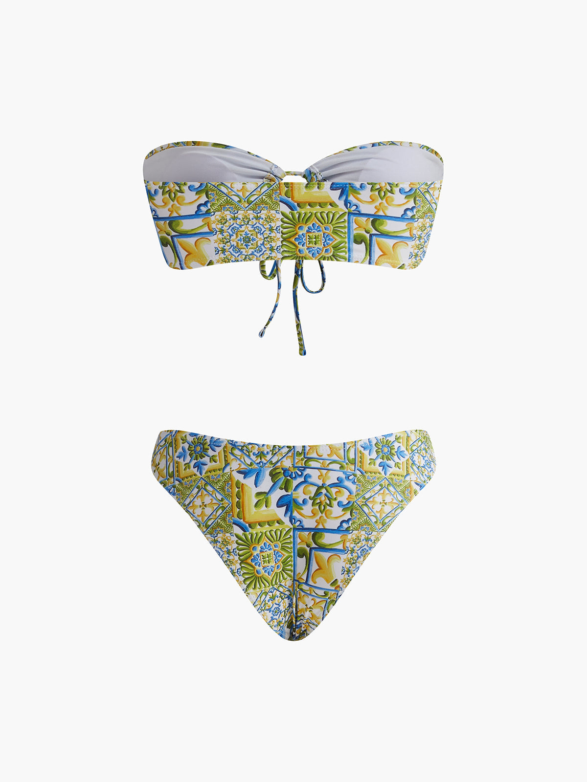 Straplez Baskı Düğümlü Bikini Takımı Siaora