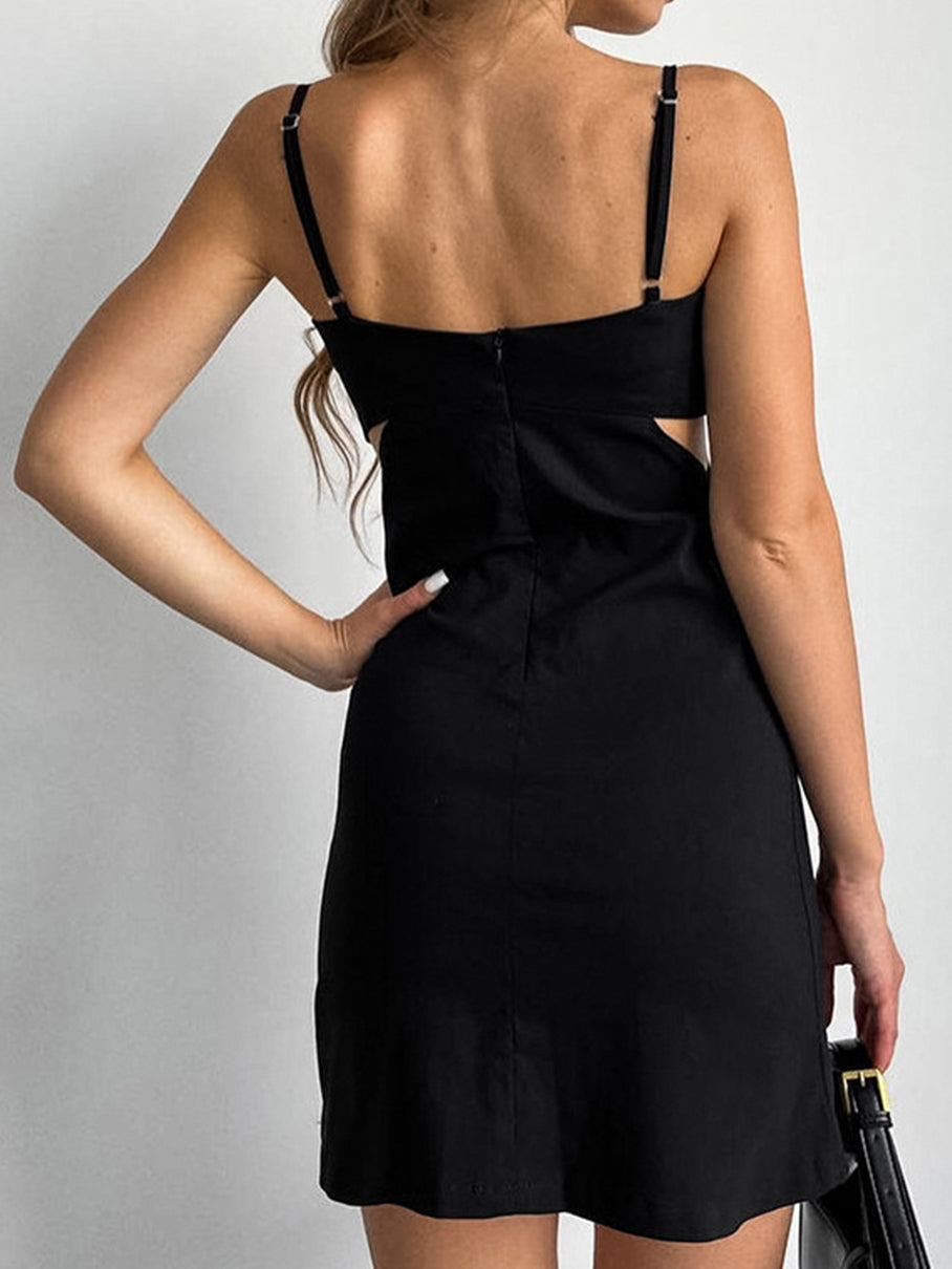 Ayarlanabilir Askılı Cutout Elbise Siaora