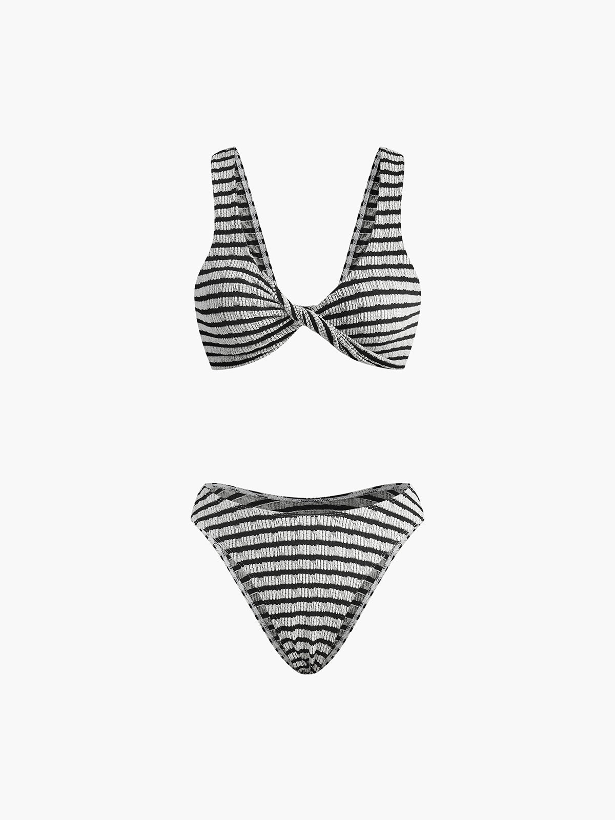 Düğümlü Çizgili Örgü Bikini Takımı Siaora