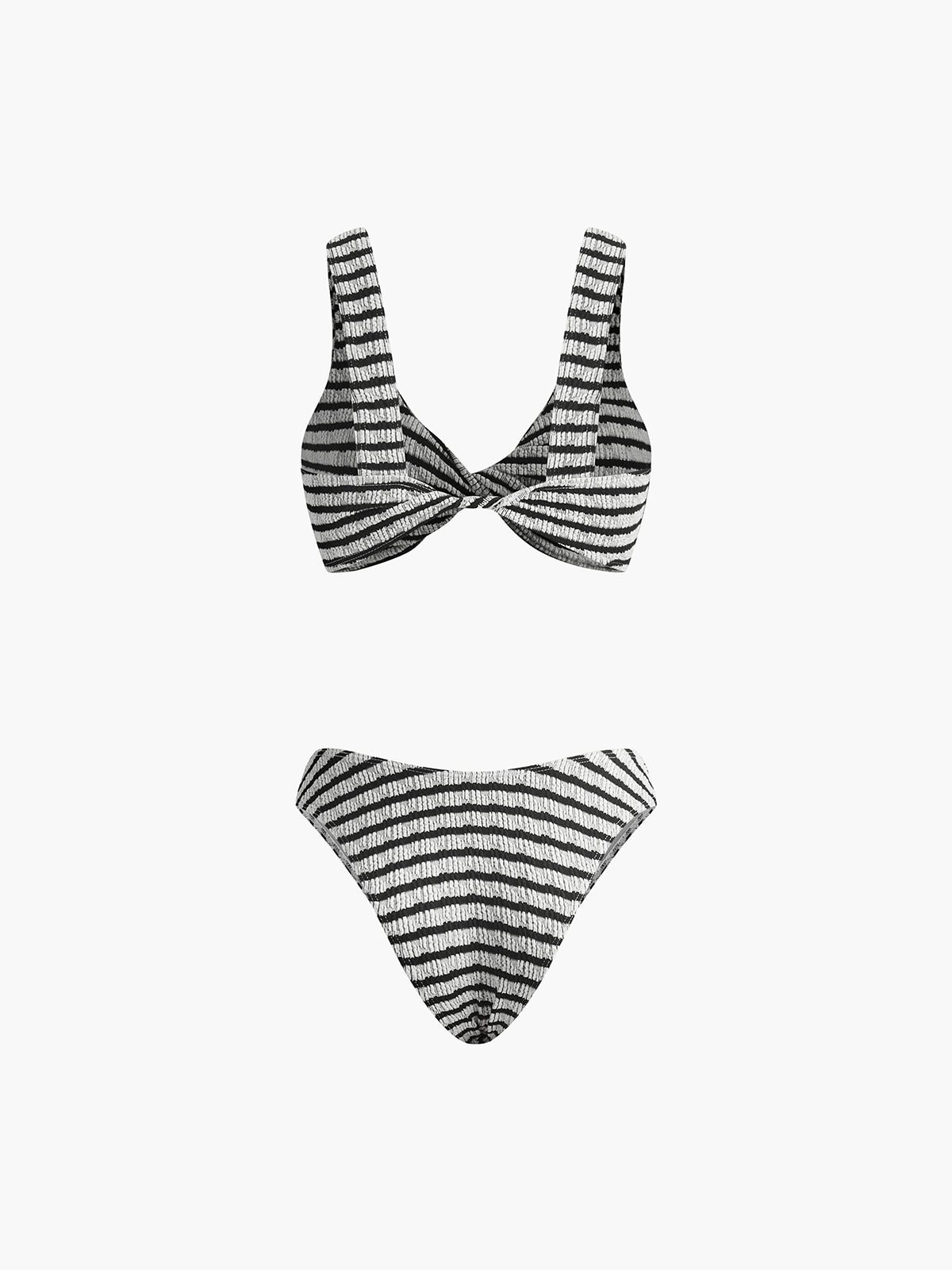 Düğümlü Çizgili Örgü Bikini Takımı Siaora