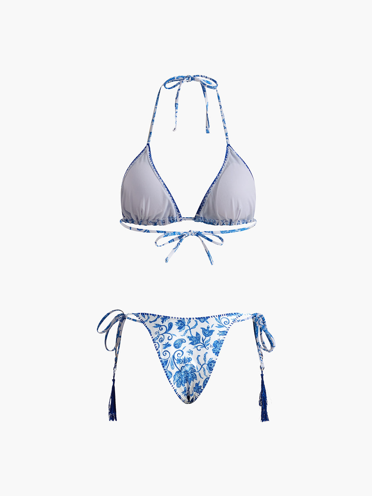 Baskılı Püsküllü Ayarlanabilir Askılı Bikini Takımı Siaora