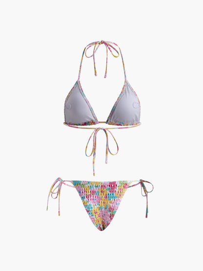 Büzgülü Baskılı Çıkarılabilir Dolgulu Bikini Seti Siaora