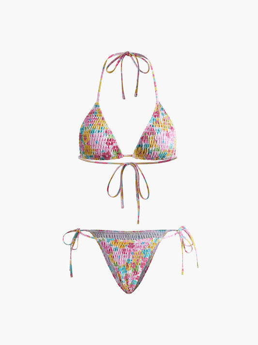 Büzgülü Baskılı Çıkarılabilir Dolgulu Bikini Seti Siaora