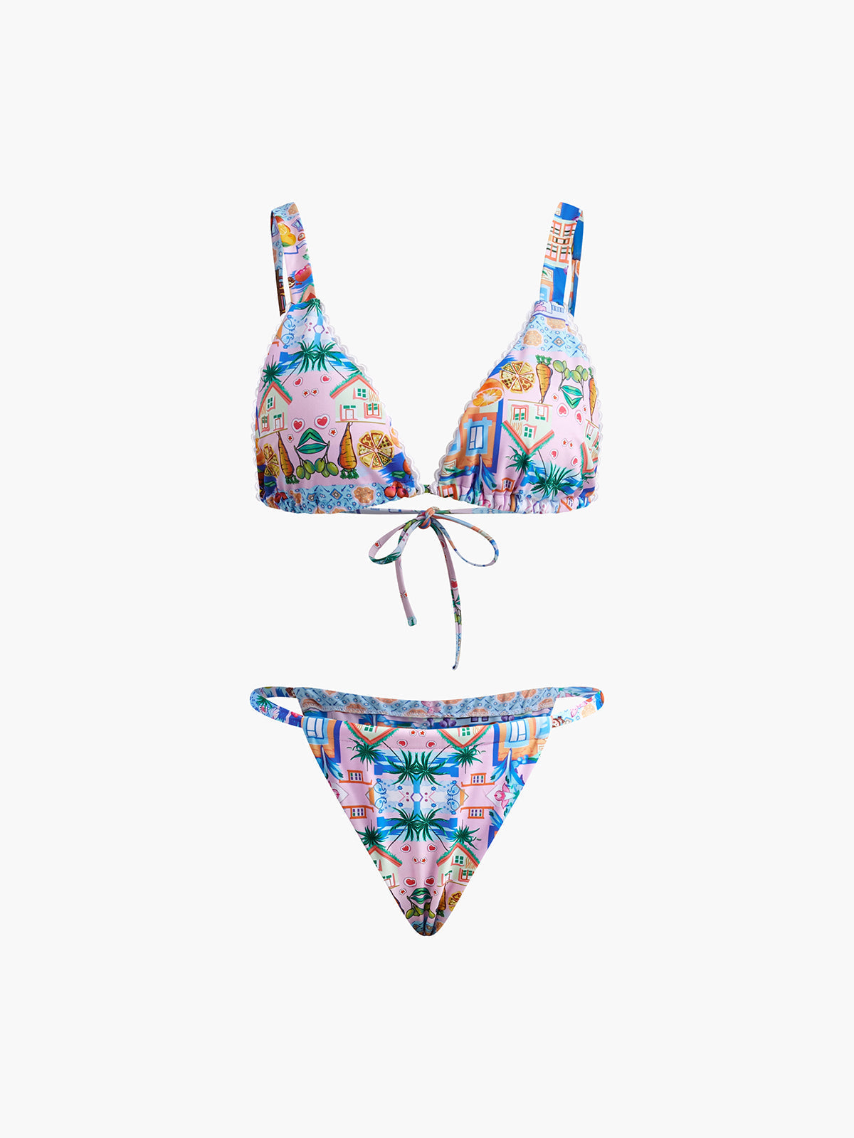 Baskılı İpli Ayarlanabilir Askılı Bikini Takımı Siaora