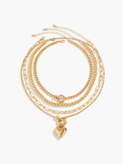 Kalp Kolye Çok Zincirli Kolye THESVELTECHIC