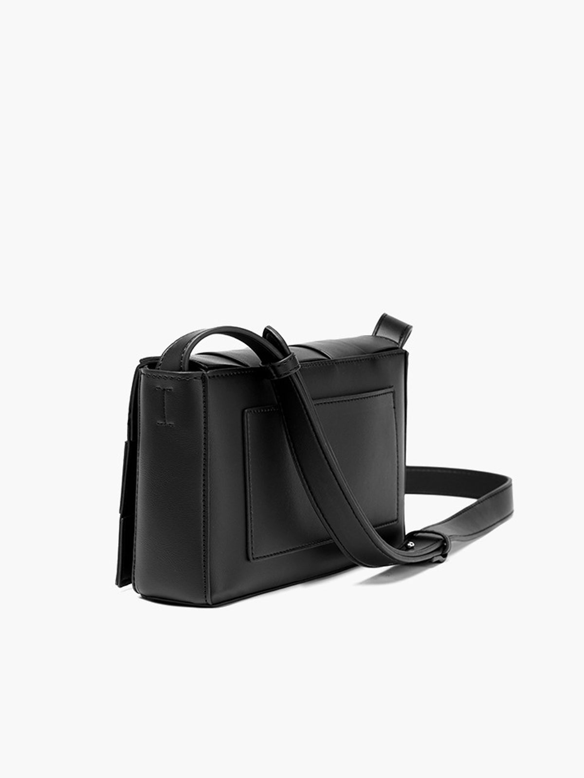 Siyah PU Deri Dokuma Crossbody Çanta THESVELTECHIC