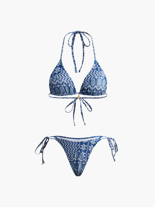 Baskılı Ayarlanabilir Askılı Bikini Takımı Siaora