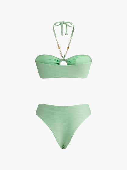 Halter Dokulu O-Ring Bikini Takımı Siaora