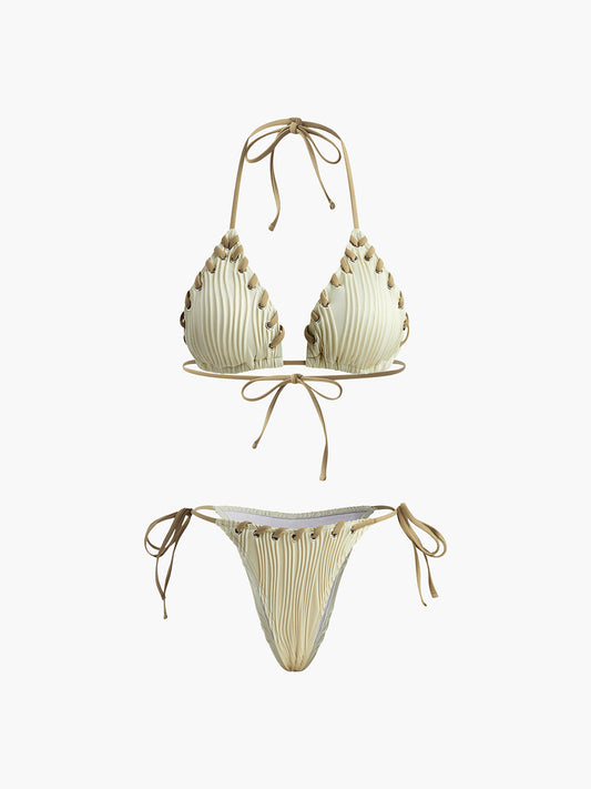 Grommet Bağcıklı Dantelli Bikini Takımı Siaora