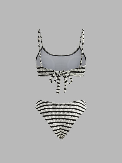 Çizgili Sırtı Bağlamalı Bikini Takımı Siaora