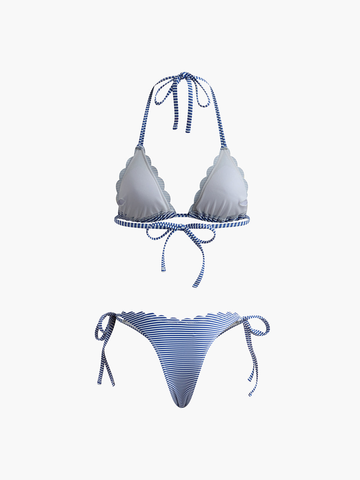 Halter Çizgili Çıkarılabilir Pedli Bikini Seti Siaora