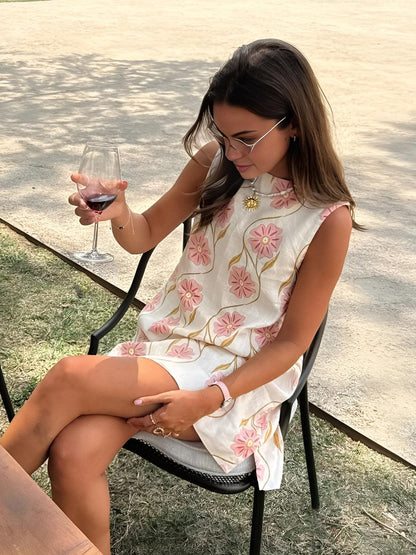 Çiçek Desenli Kolsuz Yazlık Elbise Siaora