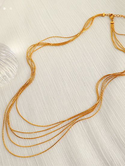 Üst Üste Dizilmiş Altın Kolye THESVELTECHIC