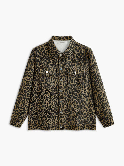 Leopar Desenli Oversize Kot Ceket Siaora
