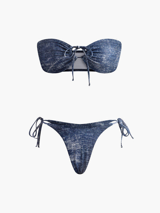 Vintage Straplez Bikini Takımı Siaora