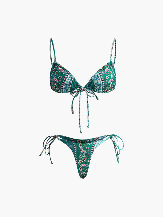 Çiçekli Önden Bağlamalı Bikini Takımı Siaora
