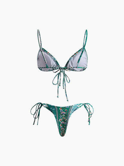 Çiçekli Önden Bağlamalı Bikini Takımı Siaora