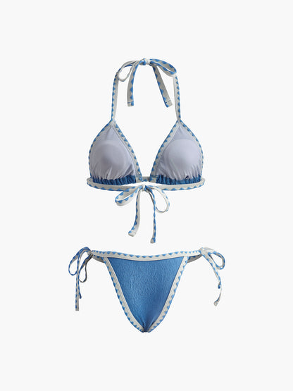 Kontrast Bağcıklı Düğümlü Bikini Takımı Siaora