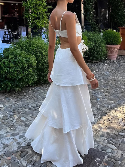 Kesik Çiçekli Sırtı Açık Uzun Elbise Shine Aura
