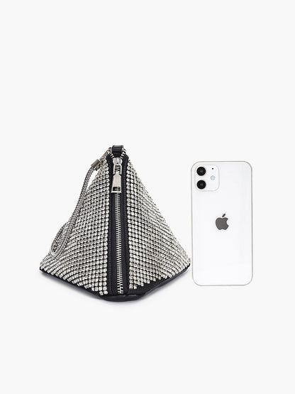 Rhinestone Üçgen Mini Çanta THESVELTECHIC