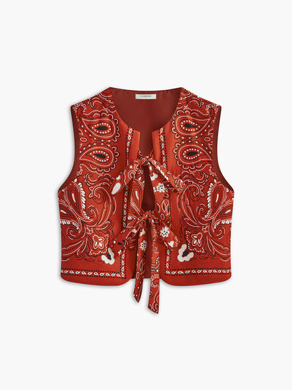 Paisley Baskılı Kravat Önlü Yelek THESVELTECHIC