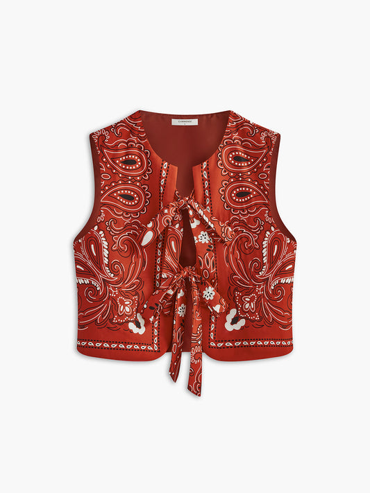 Paisley Baskılı Kravat Önlü Yelek THESVELTECHIC